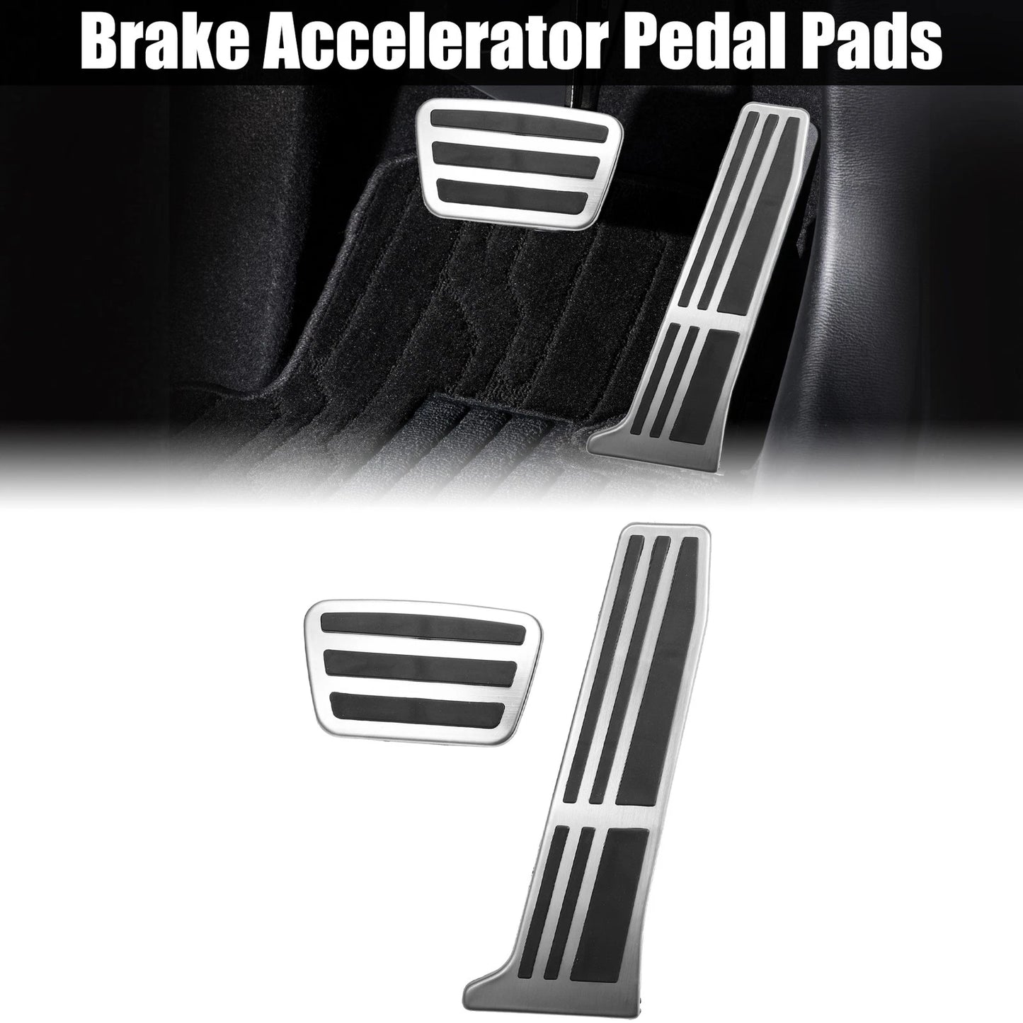 2 x Brake & Accelerator Foot Pedal Covers Non-Slip for Toyota Silver Tone