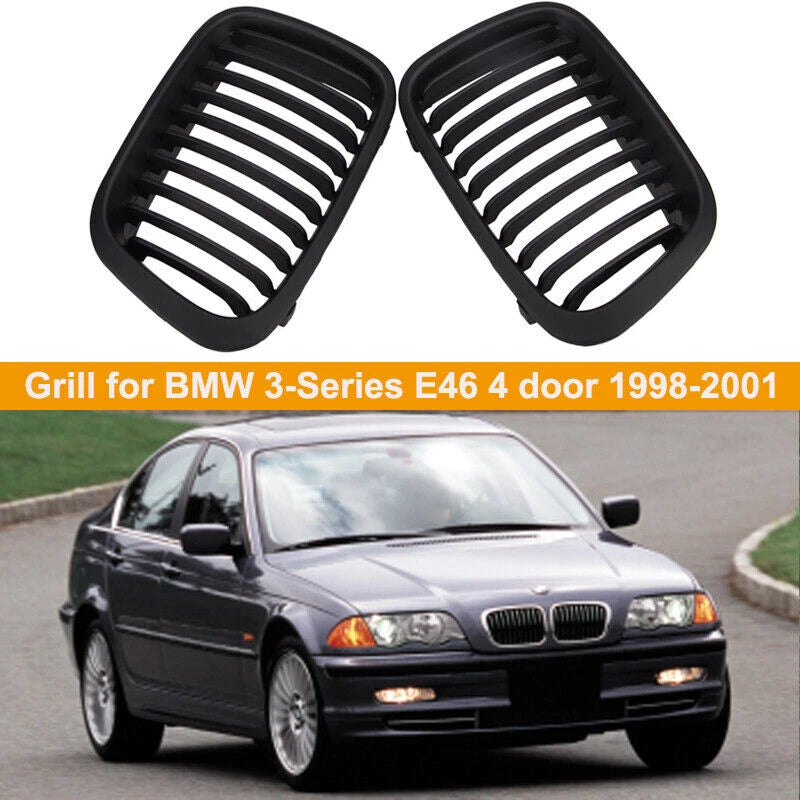 Matte Black Kidney Grille for BMW E46 320i 323i 325i 328i 330i (1998-2001)