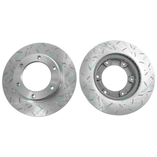 2 x Front Slotted Disc Rotors & Brake Pads for Toyota FJ80 HDJ80 HZJ80 (1990-1992)