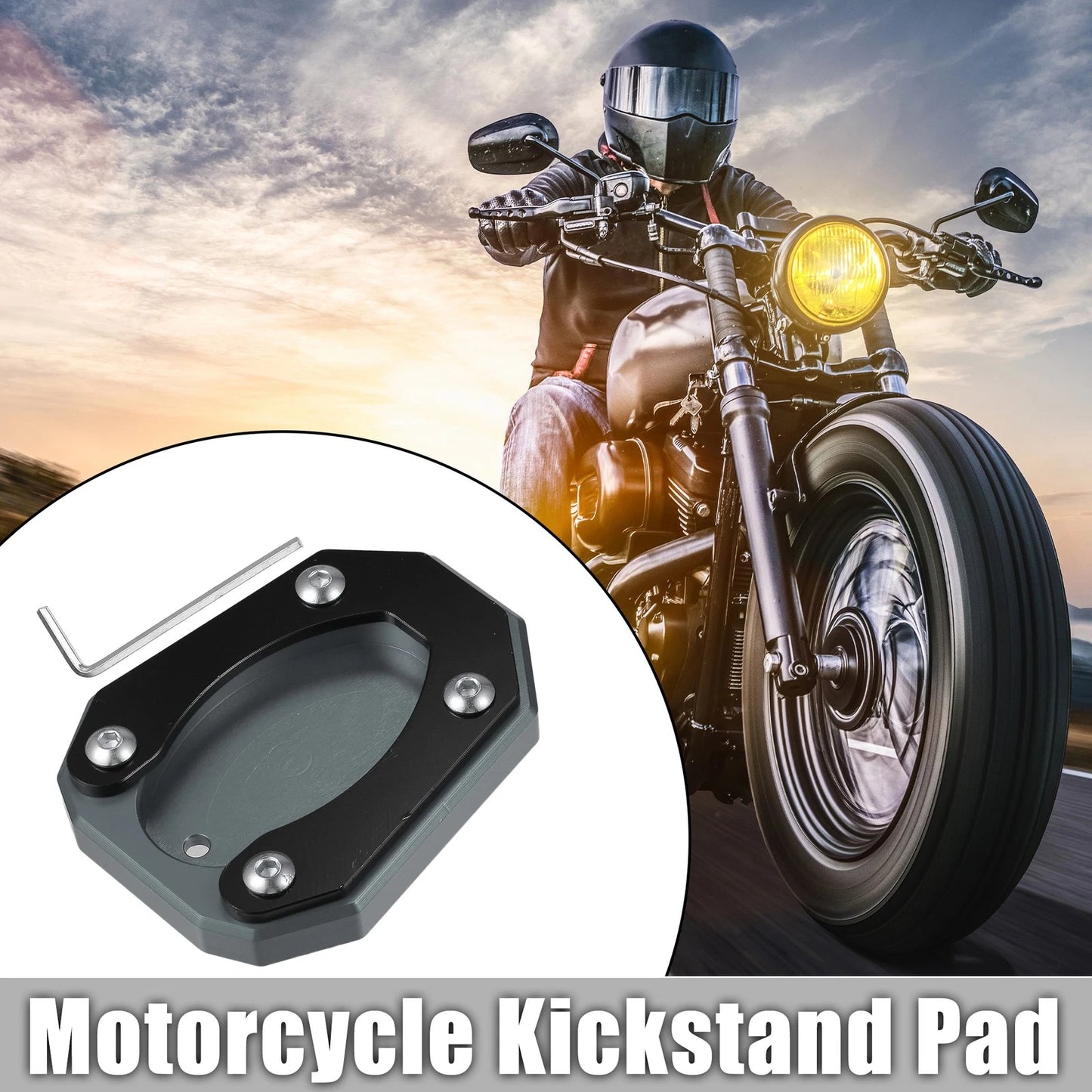 Pad Set Titanium Tone Side Stand Plate Kickstand for Kawasaki