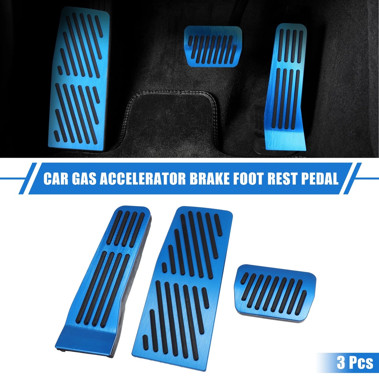 3pcs Gas Brake Foot Rest Pedals for Mazda CX-30 (2020-2021) Blue