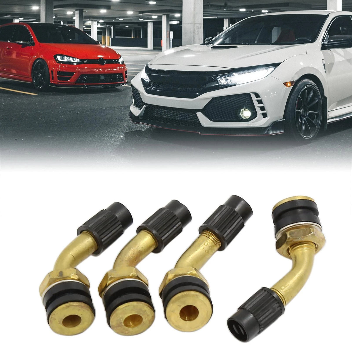 Brass Bent Angled Tubeless Tyre Valve Stem Adapter 4pcs for Motorcycle Scooter