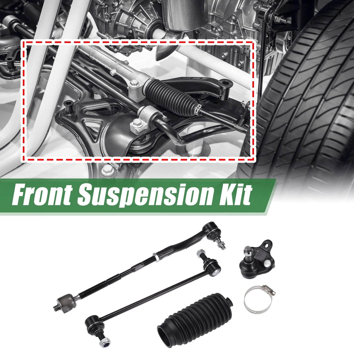 10 x Front Suspension Kit Tie Rod Ends & Sway Bar Links for Toyota Corolla (2003-2008)