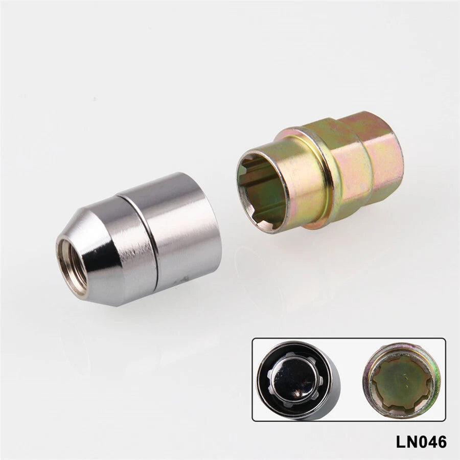4 x Steel Wheel Nuts M12x1.5C & Key Anti-Theft Lock for Honda Toyota