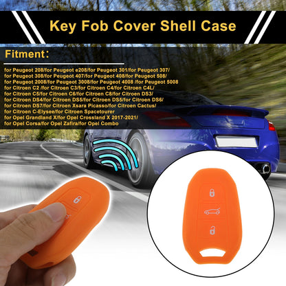 Orange Key Fob Shell Cover Case for Peugeot 208/e208 (2019-2023)