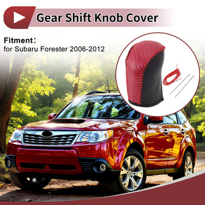Red Faux Leather Gear Shift Knob Cover for Subaru Forester (2006-2012)