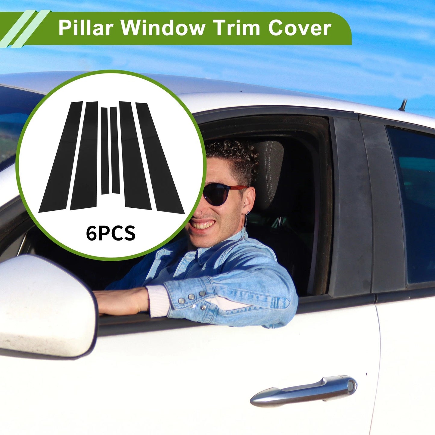 6 Pcs Black Door Pillar Window Trim for BMW 7-Series (2002-2008)