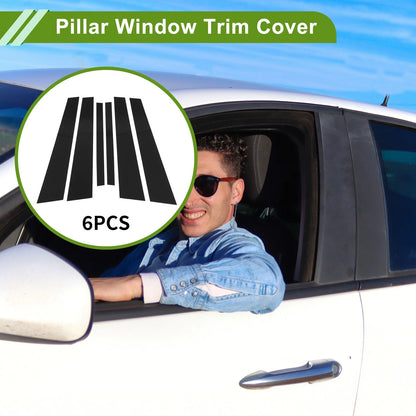 6 Pcs Black Door Pillar Window Trim for BMW 7-Series (2002-2008)