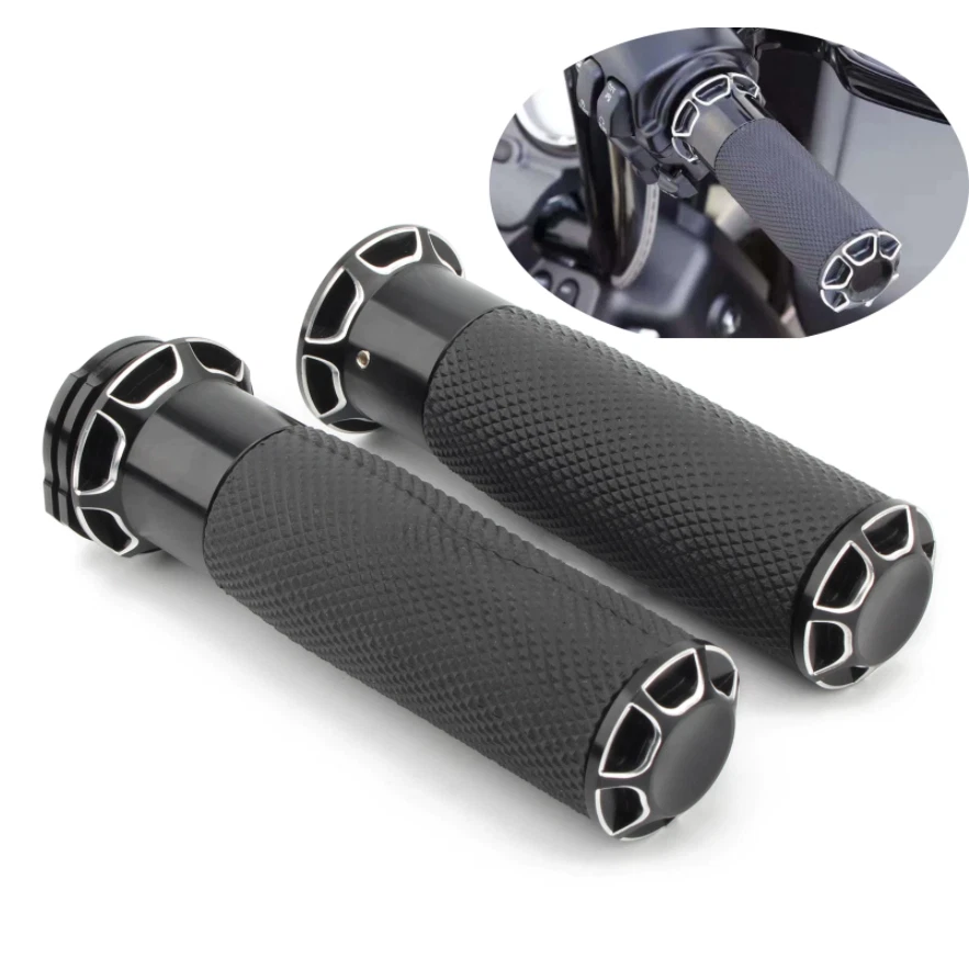 Black Handlebar Hand Grips for Harley Touring, Softail, Dyna