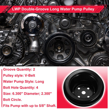 Double-Groove Water Pump Pulley for Chevy Big Block 396 427 454 (1965-1968)