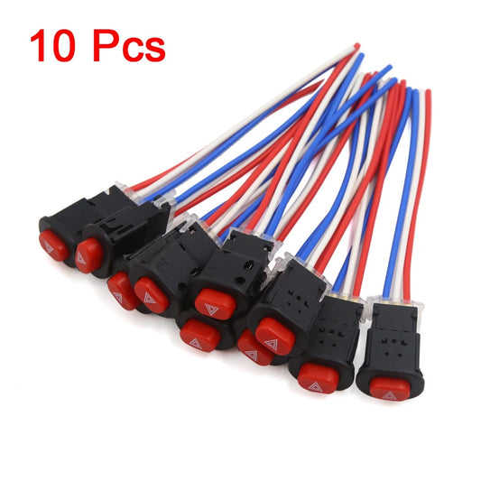 10 x Universal Motorcycle Dual Flashing Warning Switch Button Controller