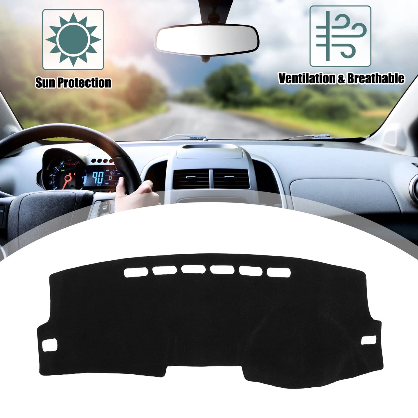 Dashboard Cover Black Polyester Non-slip Mat for Toyota Corolla (2007-2012)