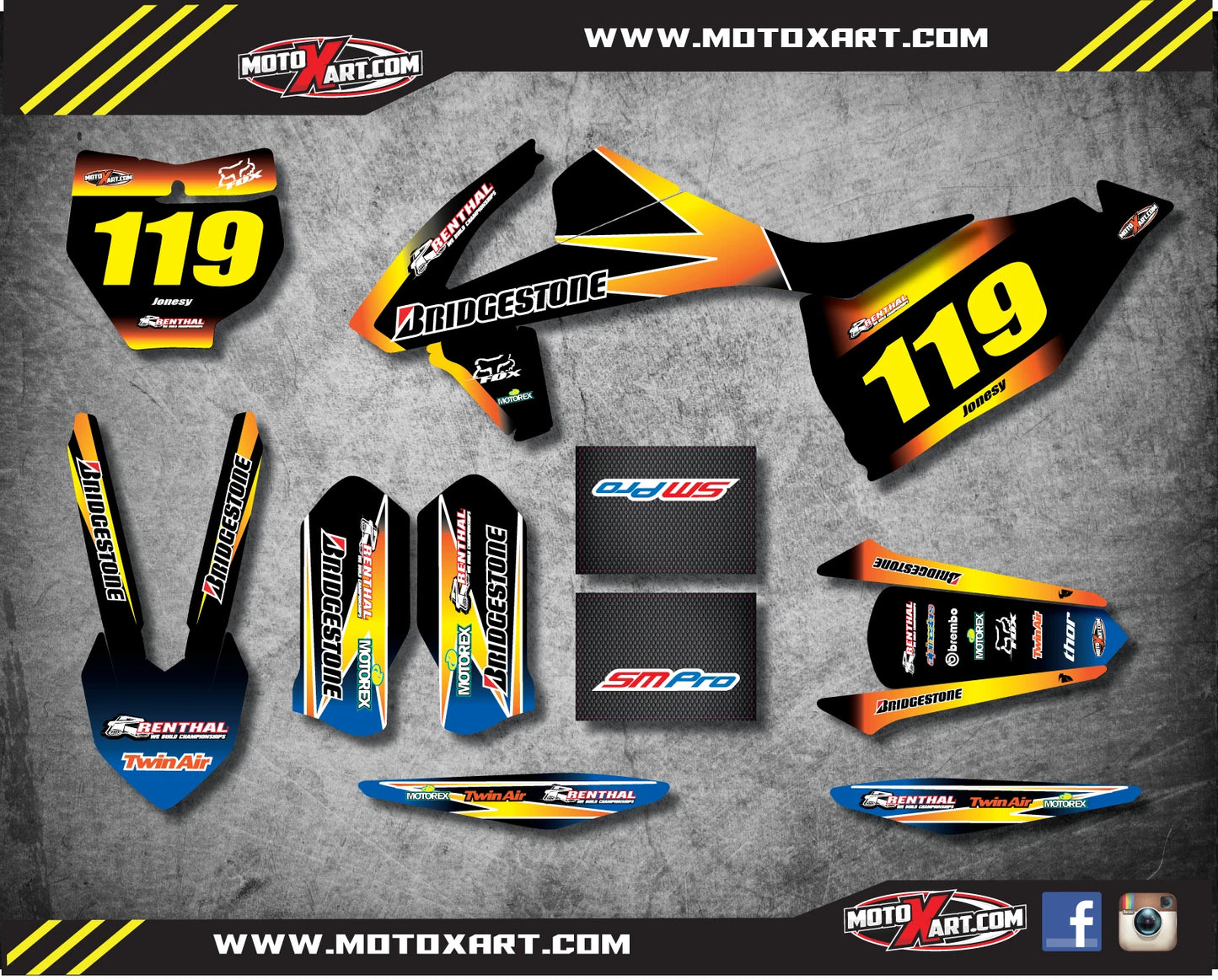 Custom Graphic Kit for KTM SX SXF XC 2016-2018 SUNRISE Style Decals