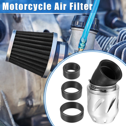Universal Air Filter 26/35/42/48mm ID 140x70mm Durable Silver Tone