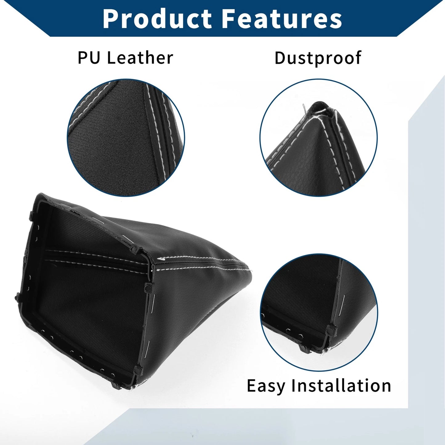Car Gear Shift Stick Gaiter Black White Leather for Ford Focus C-MAX (2003-2010)