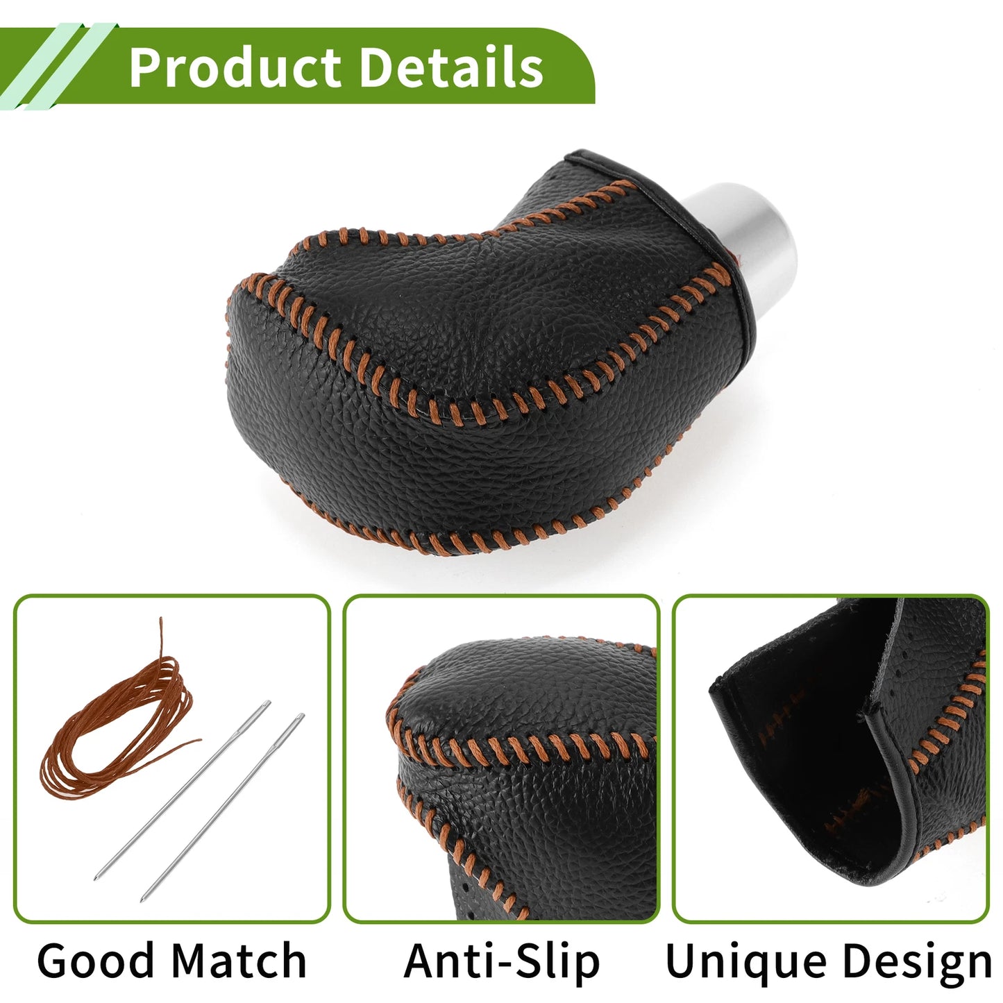 Car Gear Shift Knob Cover for Toyota Tacoma (2016-2022) - Pebbled Black Brown