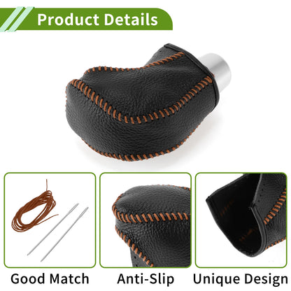 Car Gear Shift Knob Cover for Toyota Tacoma (2016-2022) - Pebbled Black Brown