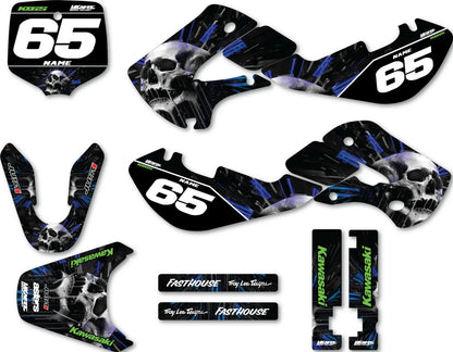 Custom Skull Decal Kit for Kawasaki KX 65 (2000-2026)