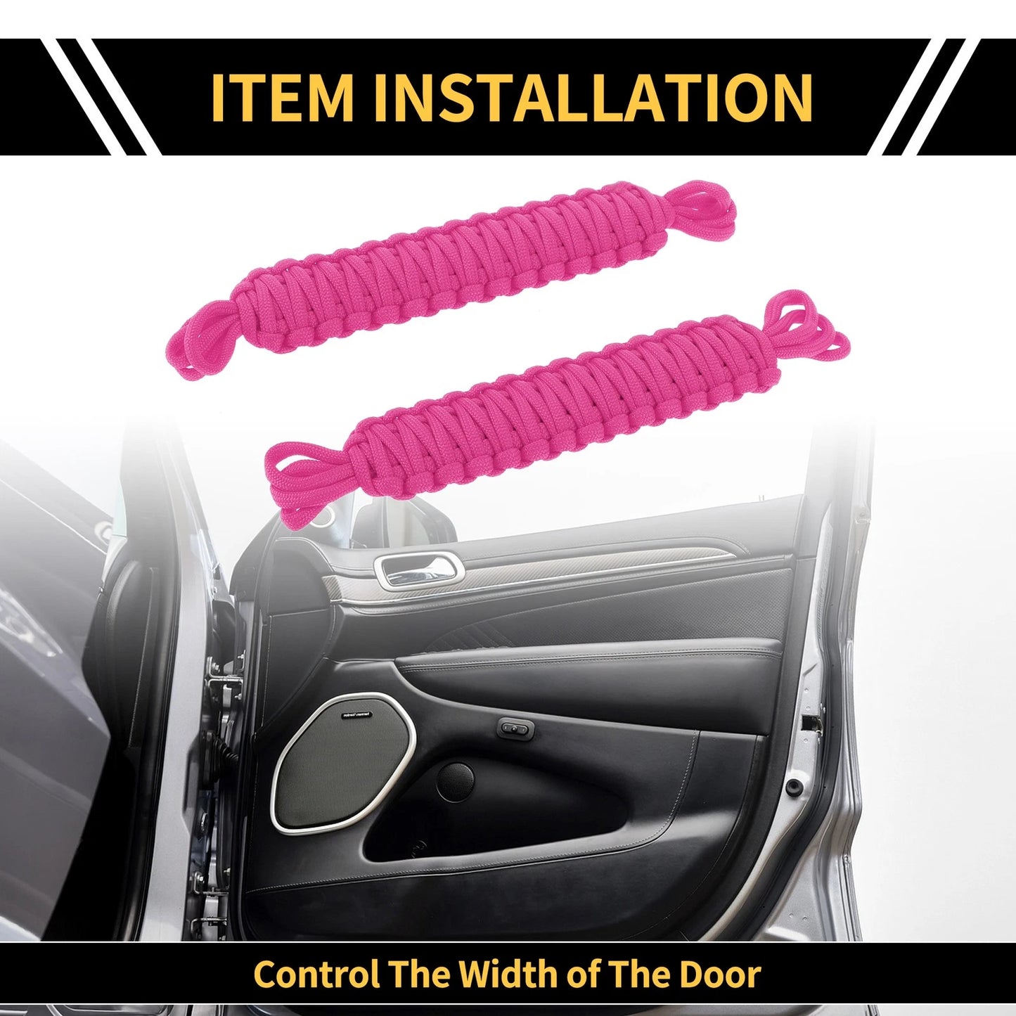 2 x Door Limiting Straps for Jeep Wrangler TJ JK JKU (2007-2018) - Pink