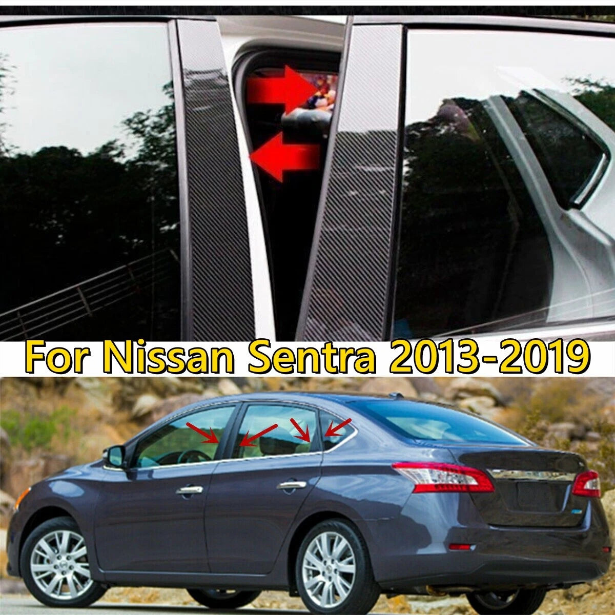 Pillar Posts Window Door Trim Cover Set for Nissan Sentra (2013–2019)