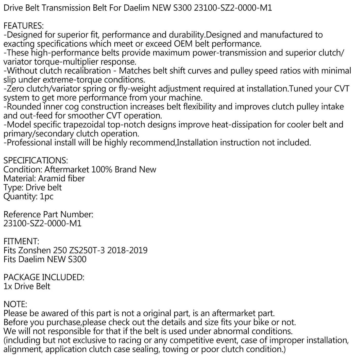 Timing Belt for Daelim S300 (2010-2015)