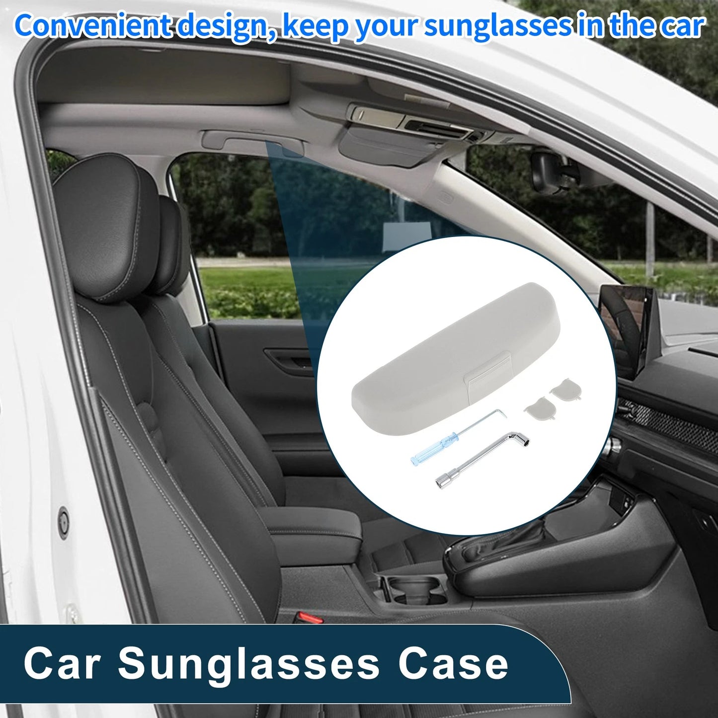 Sunglasses Case for Volvo XC90 Eyeglasses Holder Storage Box Grey (2016-2024)