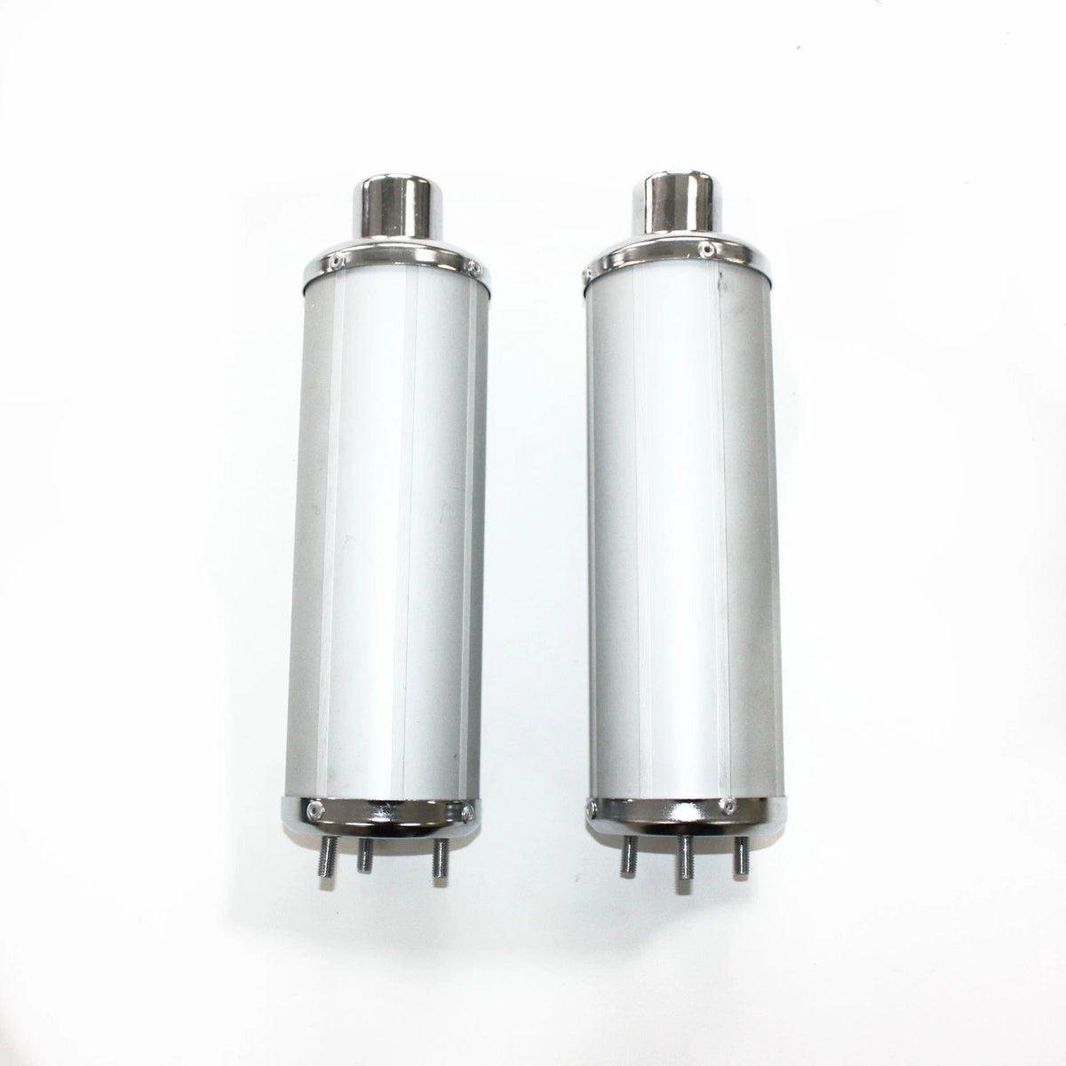 Twin Exhaust Pipe & Silver Alloy Mufflers for 110cc Dinosaur Style Quad ATV