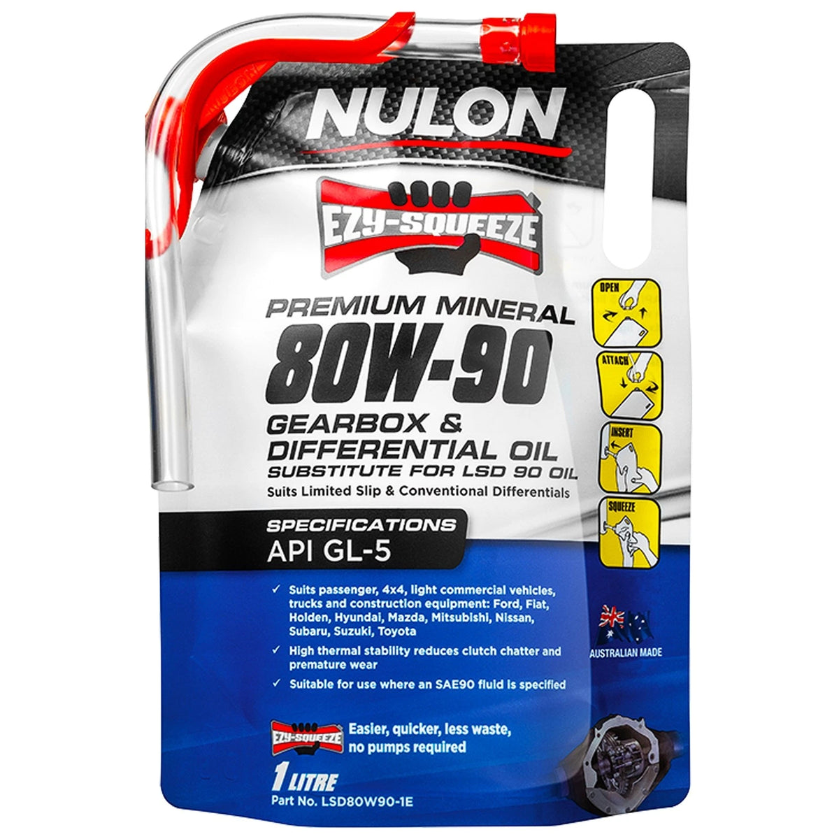 EZY-SQUEEZE 1L Gearbox Differential Premium Mineral Oil for Nulon