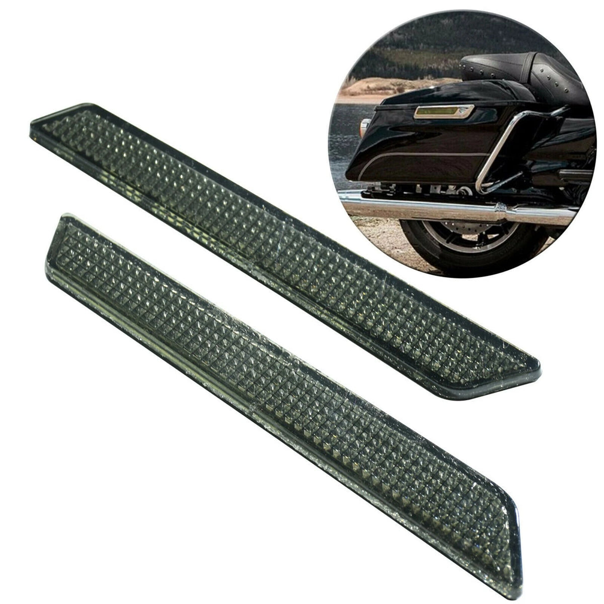 Reflector Saddle Bag Latch Cover Smoke for Harley Touring Road King Glide (2014+)