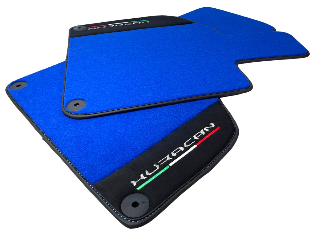 Blue Floor Mats for Lamborghini Huracan with Alcantara Leather (2014-2023)