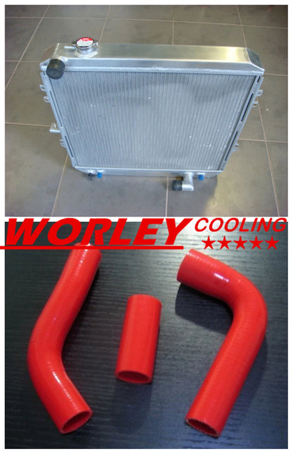 44mm Aluminum Radiator & Red Hoses for Toyota Hilux LN106 LN111 (1988-1997)