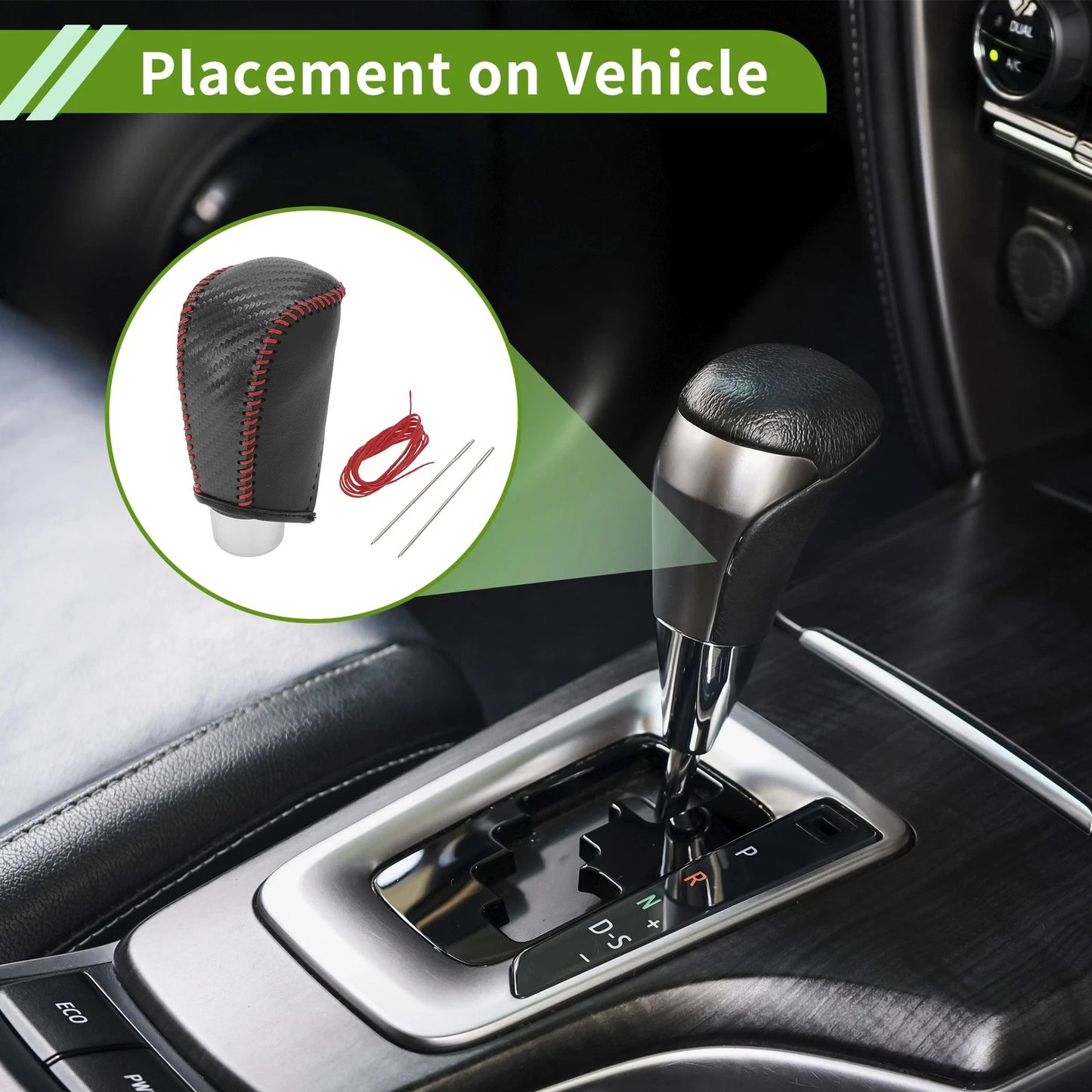 Gear Shift Knob Cover Black Carbon Fiber Red for Toyota Camry (2007–2011)