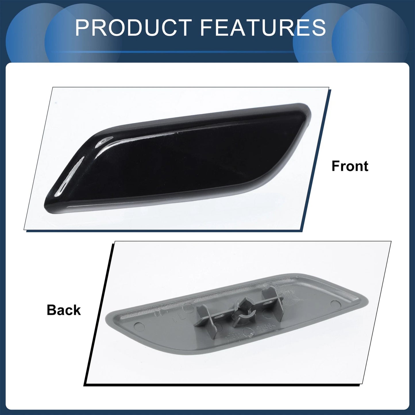 Front Left Washer Nozzle Cover for Honda Accord VIII 2011-2013 Black 1 x