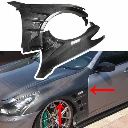 Real Carbon Fiber Front Fenders w/o Light Hole for Infiniti G37 2-Door 2008-2013