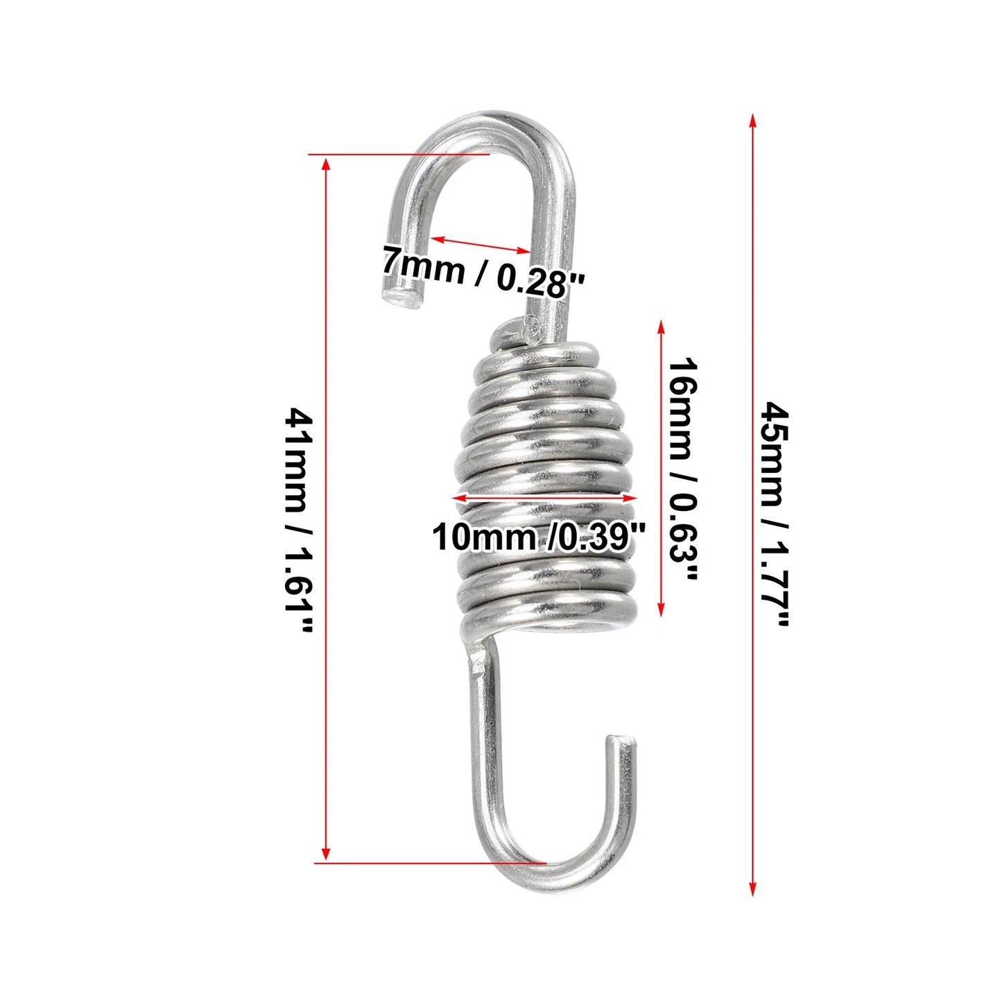 10x Exhaust Pipe Spring with Hook 45mm Stainless Steel for Motorcycles