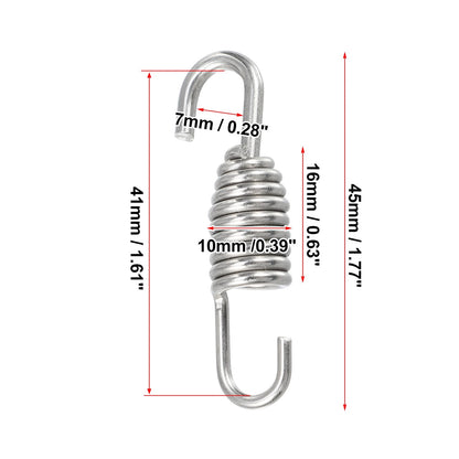 10x Exhaust Pipe Spring with Hook 45mm Stainless Steel for Motorcycles