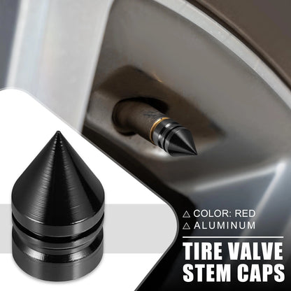 Dustproof Caps 4 Pcs for Cars, Motorcycles Air Valve Covers Tower Shape Black