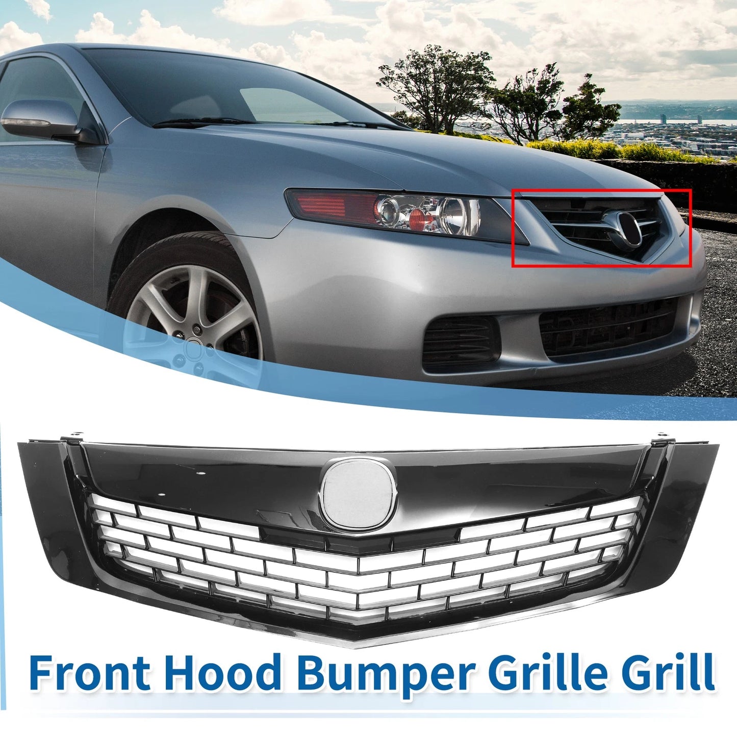 Front Upper Bumper Grille Grill for Acura TSX (2009-2009) Black