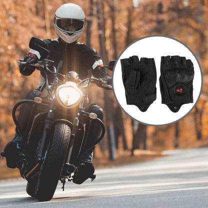M 1 x Motorcycle Gloves Breathable Half Finger Leather Outdoor Gloves Black
