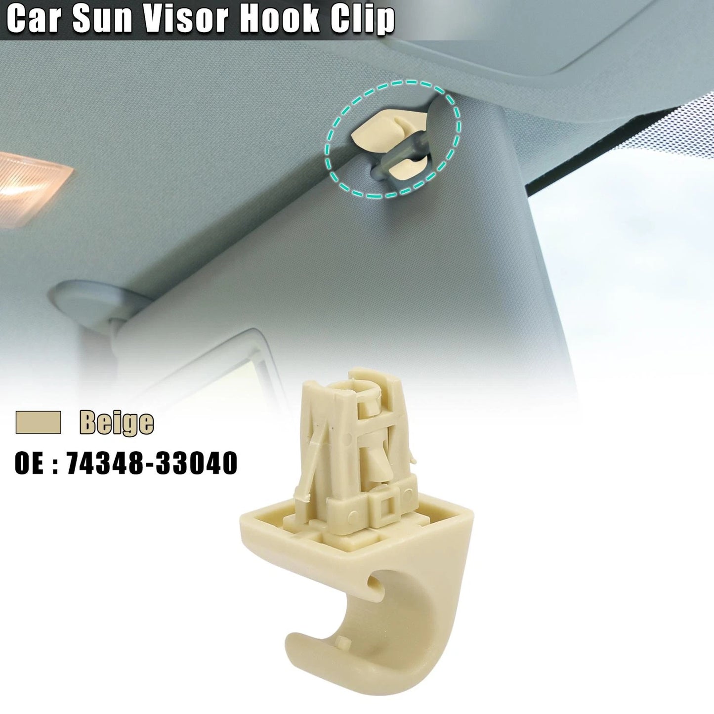 Beige Car Sun Visor Hook Clip Retainer for Toyota Highlander (2008-2019)