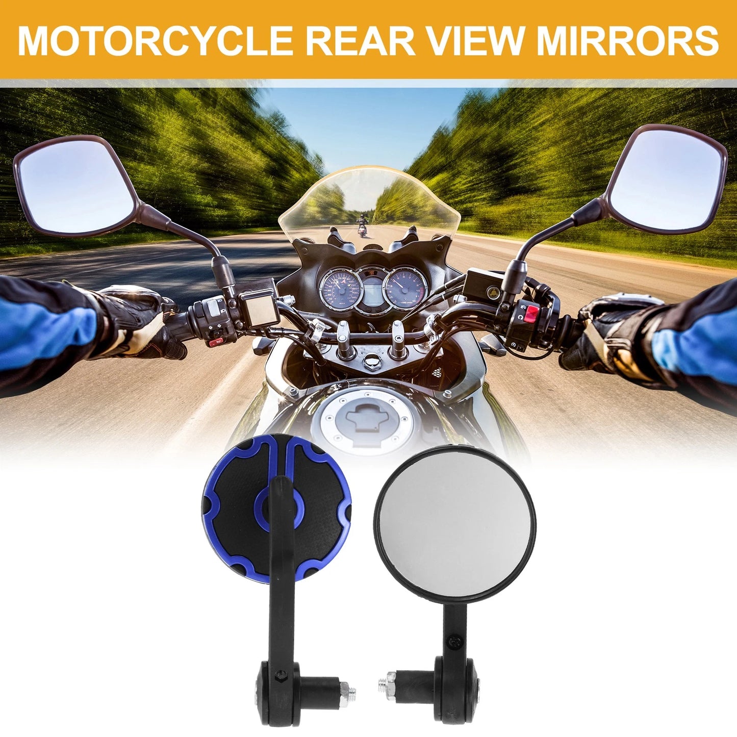 Rear View Mirrors Handlebar Mirrors Black Blue Aluminum Plastic for M8