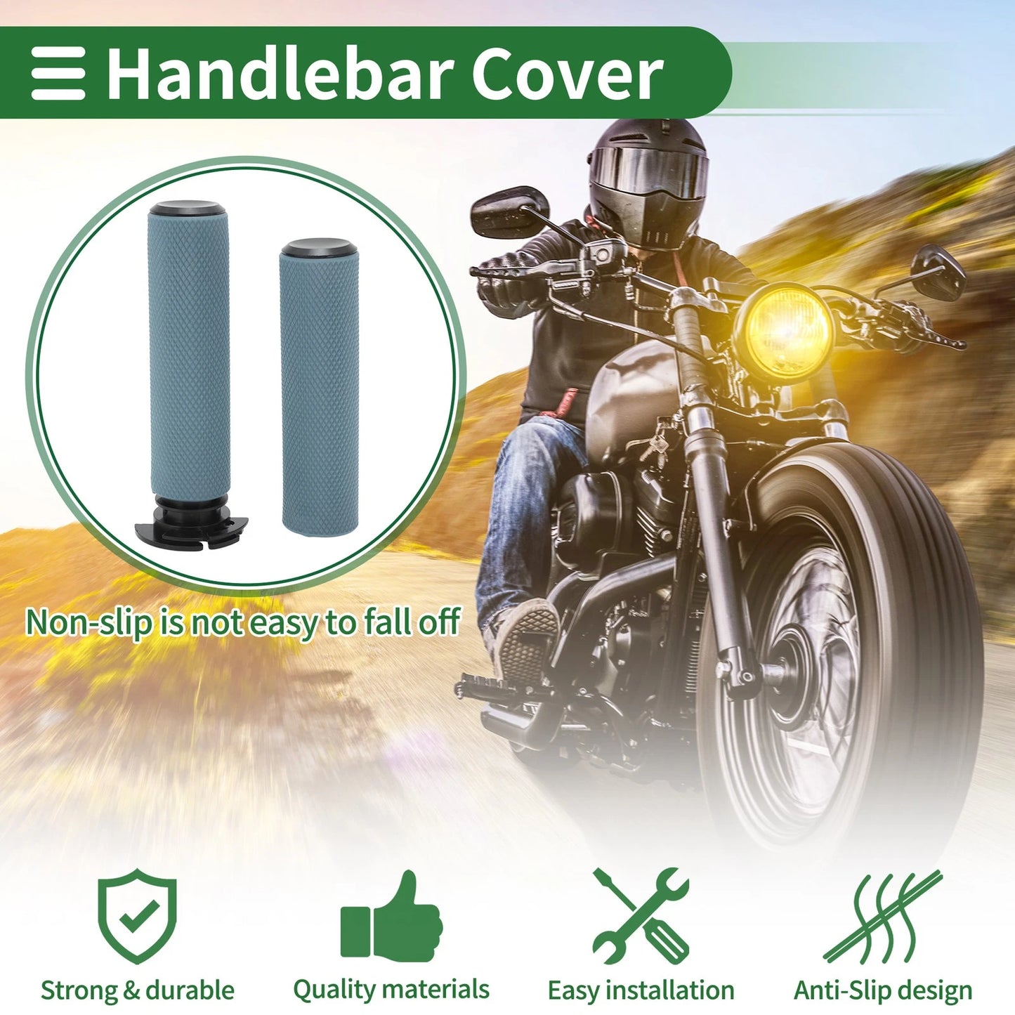 7/8" 22mm Hand Grips TPU Blue for Motorcycle
