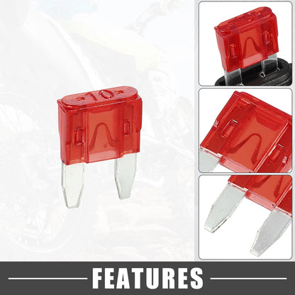 10A Mini Blade Style Fuse Set with 12 AWG Holder for Car