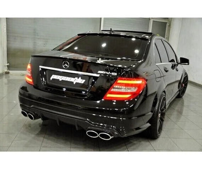 Rear Bumper Diffuser for Mercedes W204 C63 AMG Gloss Black (2011-2014)