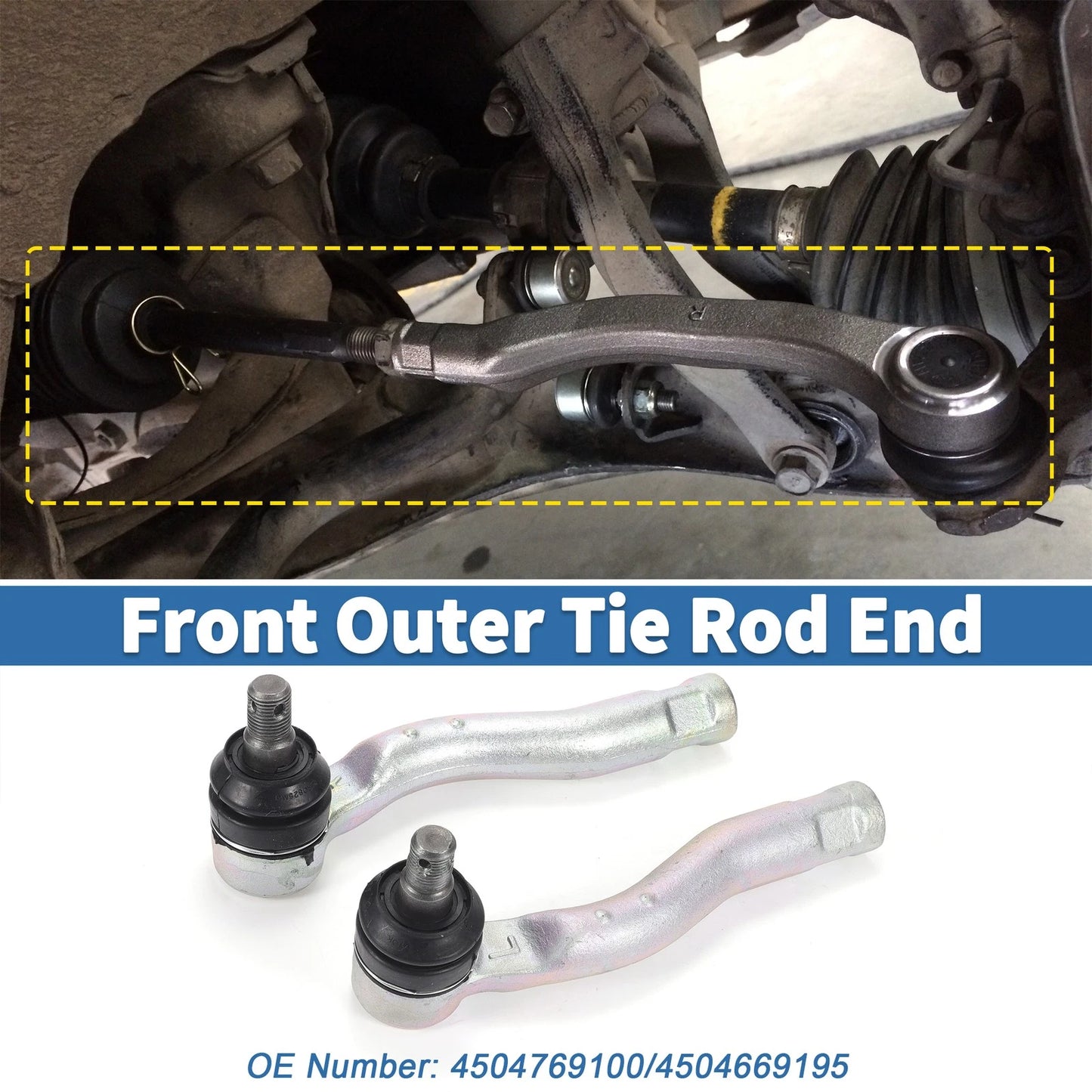 2 x Front Outer Tie Rod End Links for Toyota Land Cruiser (1998–2002)
