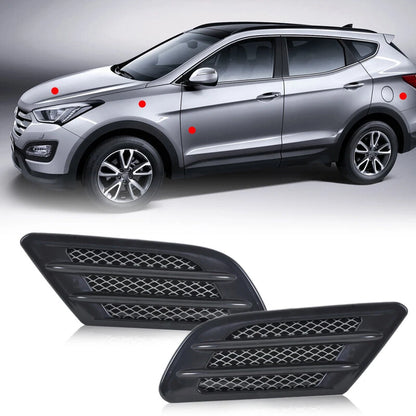 2 x Black Car Bonnet Air Flow Intake Side Fender Vent Moulding Decals