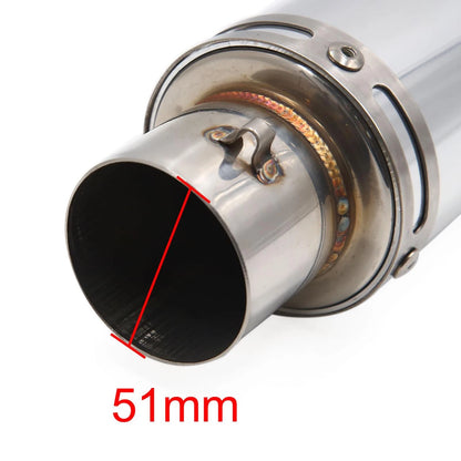 Exhaust Pipe Muffler Tip 51mm Stainless Steel Silver Tone for Motorcycle