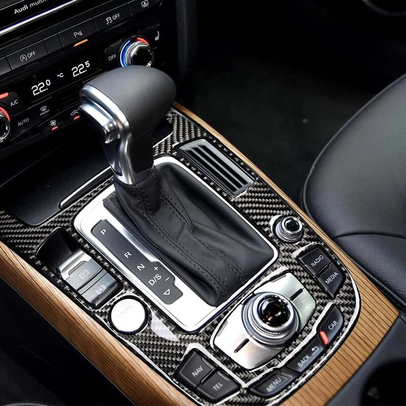 Real Carbon Fiber Gear Shift Knob Panel Cover Trim Fit For Audi A4 B8 2013-2016
