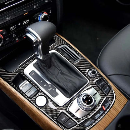 Real Carbon Fiber Gear Shift Knob Panel Cover Trim Fit For Audi A4 B8 2013-2016