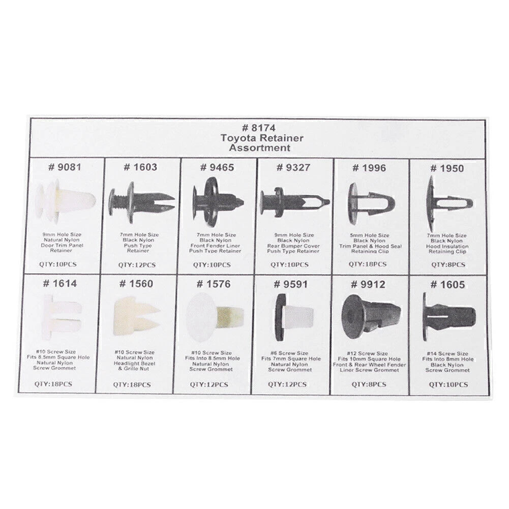 146pcs Fender Fastener Clips for Toyota (Various Years)